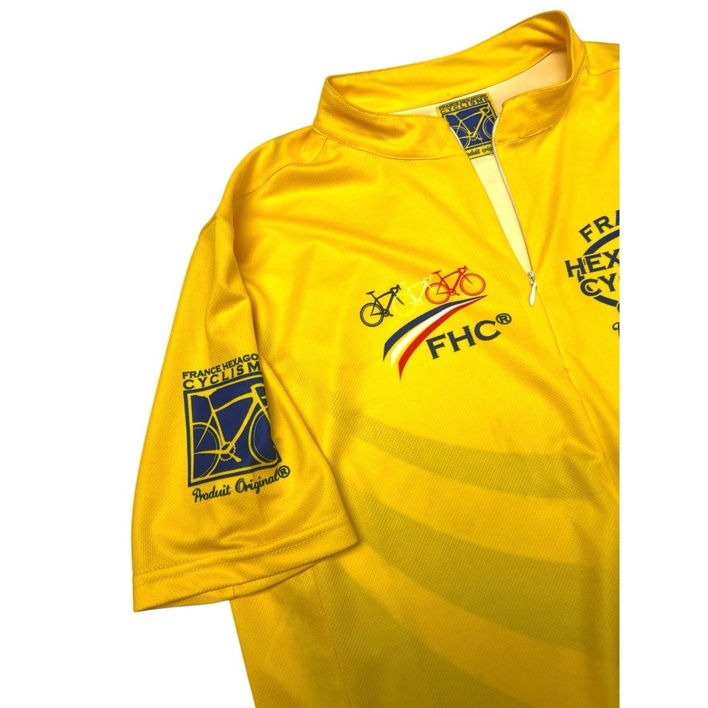Yellow France Hexagon Cyclisme Cycling Jersey‎ 1/4 Zip Size Medium No Tag - Picture 3 of 7